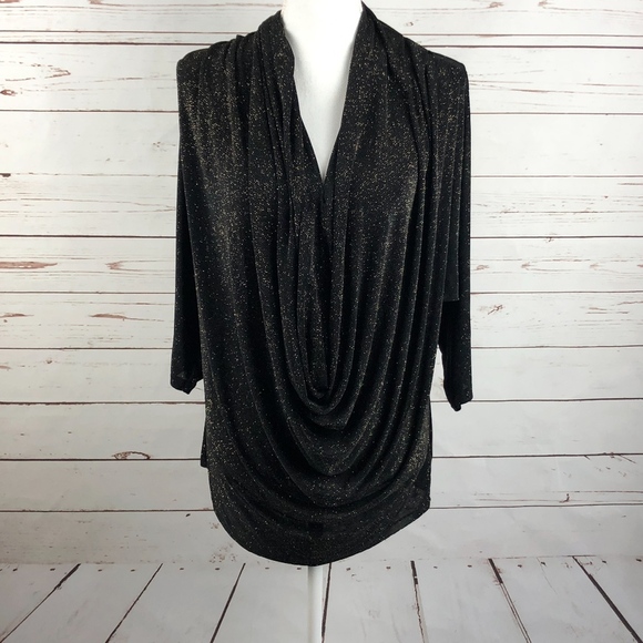 Alice + Olivia Sparkle Draped Neck Top M - Picture 2 of 6